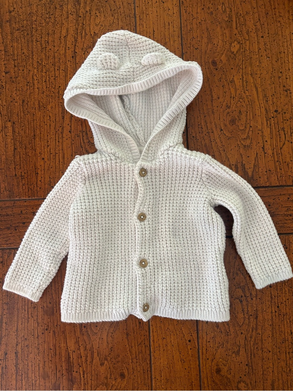 Carter's Ivory Hooded Knit Baby Cardigan with Buttons, 6 month